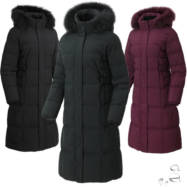 샤인힐즈 겨울 고급 여성 천연 폭스퍼 덕다운 9부 오리털 롱패딩 점퍼 KAD3503