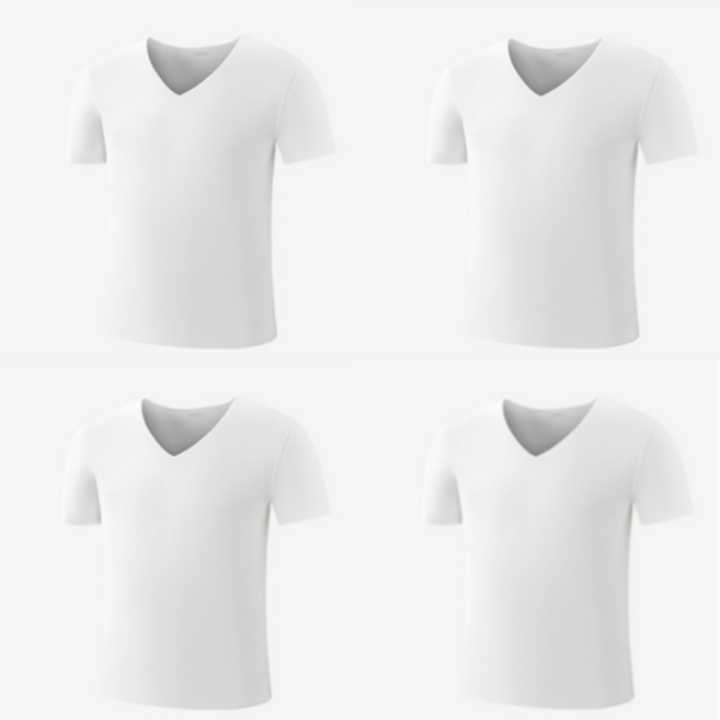 남성 무봉제 반팔 런닝 심리스 브이넥 티셔츠 4장세트