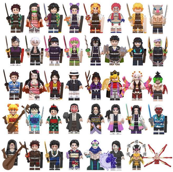 귀멸의 칼날 캐릭터 40종 호환블럭 브릭미니피규어 취미/수집/장식/컬렉션용 커스텀 블록피겨, 41. 귀멸의 칼날 40종 세트, 1개