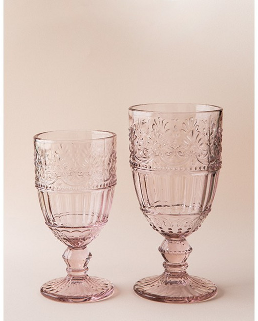 핑크 고블렛잔 물컵 맥주잔 / 250ml 400ml, 핑크 고블렛잔_소, 1개