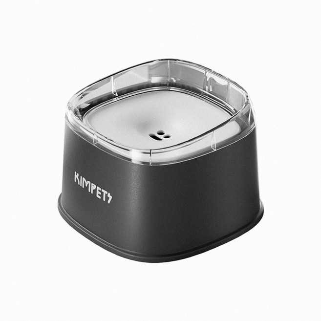 KIMPETS寵物浮水碗 狗碗 貓碗 防濺水 慢食飲水器, 黑白, 1個