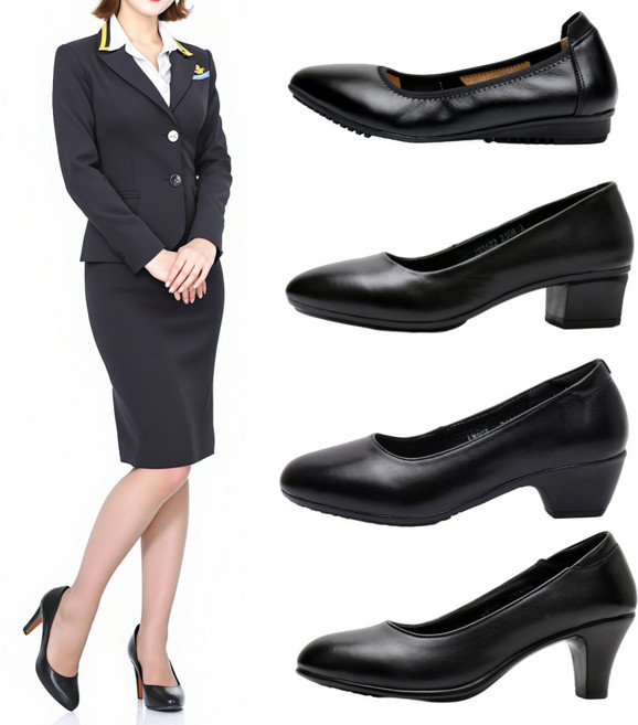 로버 천연소가죽 발편한 구두 4종 유니화 통굽 승무원 단화 일할때 면접 정장 구두 플랫슈즈 신발