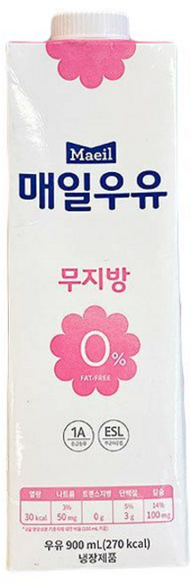 매일우유 무지방 0% 후레쉬팩 우유, 900ml, 3개