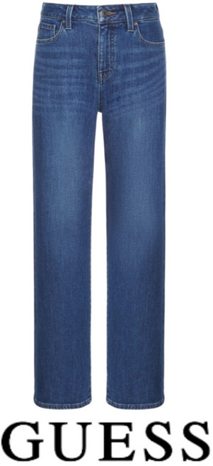 [매장발송] 게스 여성 청바지 신축성 와이드 데님 팬츠 워싱 봄 여름 대학생 산책 오피스룩 회사