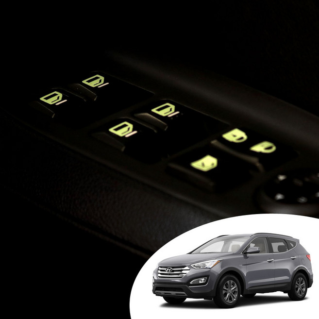 싼타페DM 호환 도어 윈도우 스위치 버튼 야간 반사 야광 데칼 스티커 튜닝 악세사리, 버튼스티커, 반사실버