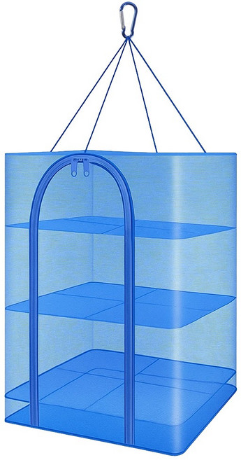 투데이리빙 특대형 다용도 건조망 대용량 건조 그물망 대형 접이식 말리는 망매트 사각 건조대, 블루, 1개, 3단