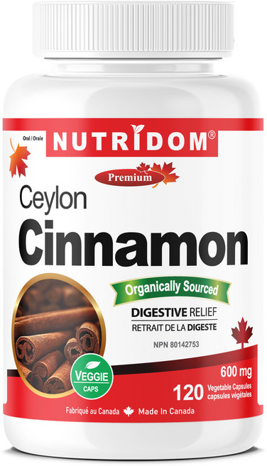 뉴트리돔 캐나다 유기농 실론 시나몬 600mg 120식물성캡슐 Organic Ceylon Cinnamon, 6개, 120정