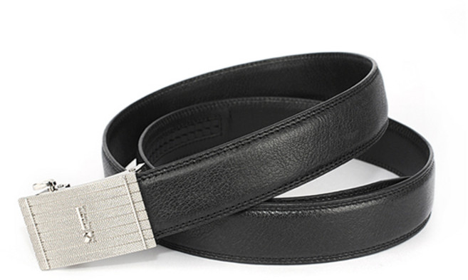 ELLE HOMME 品牌自動扣皮帶-水平條紋大E