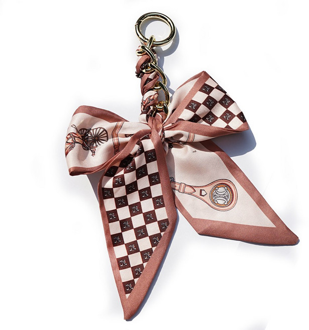 엠쿠 스카프리본장식 체인키링 백참, 브라운