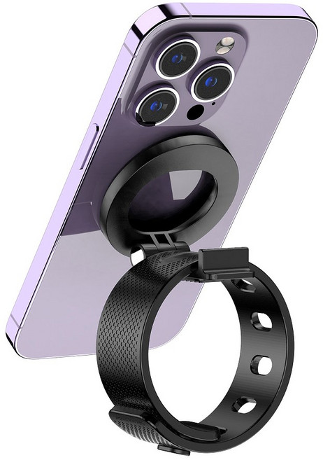 스트랩형 맥세이프 자석 자전거 유모차 헬스장 핸드폰 거치대, 블랙, 1개