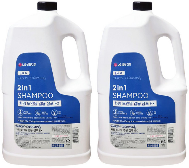 차밍 2in 1 대용량 투인원 겸용 샴푸 리필, 4.2L, 2개