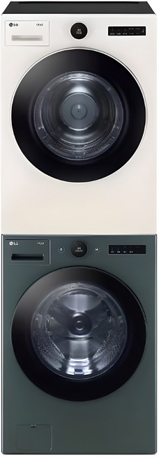 LG전자 트롬 드럼세탁기 + 건조기 + 스태킹키트 FX24GNG-GNG 24kg + 20kg 세트 방문설치, FX24GNG-ENE, 초록(GREEN)