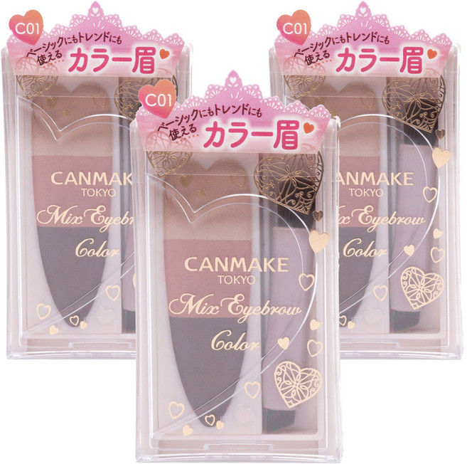 캔메이크 믹스 아이브로우 컬러 1g, C01 참 핑크, 3개