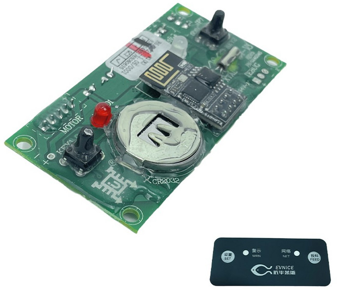 어항 물고기 자동급여기 자동 양어장 급식 공급기 2단계 급여기 15셀 피딩 USB, 와이파이 기판 스티커, 1개