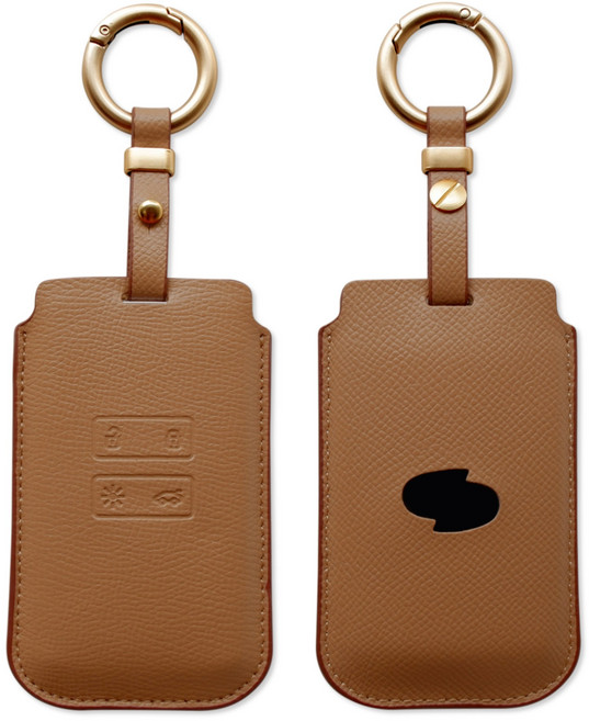트니르 르노삼성 호환 아르카나 QM6 SM6 XM3 차 키케이스 천연 소가죽 가죽 키링 키홀더 차량용품, 르노A타입(태풍), 샌드브라운