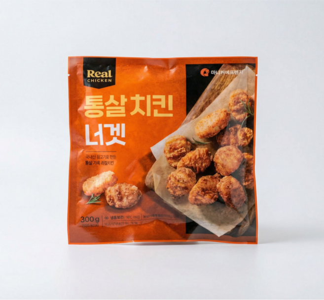 마니커에프앤지 리얼통살 치킨너겟 대용량 아이들 간식, 8개, 300g