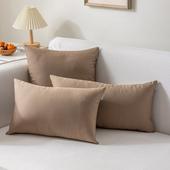 [99.9% 향균] 커버무드 알러지케어 소파 쿠션 + 솜 포함, 브라운