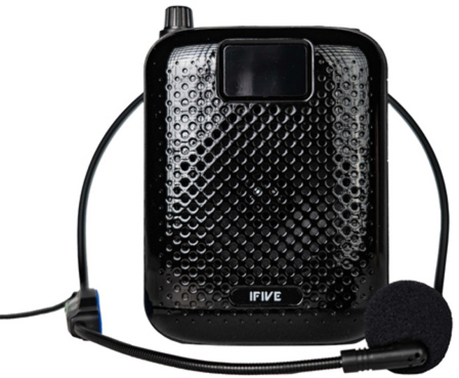 IFIVE 便攜式擴音器 高靈敏度麥克風 降噪技術 多音源輸入 長續航, 經典黑, 1套, if-SP500