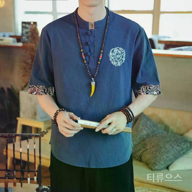 티류으스남자 여름 개량한복 냉장고 상의 반팔 4색