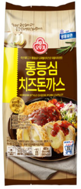 (무)(냉동)오뚜기 통등심치즈돈까스480g, 1개