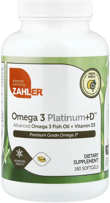 새해 첫좋은선물 Zahler Omega 3 Platinum+D™ 어드밴스드 오메가3 피쉬 오일 + 비타민D3 소프트젤 180정 제대로 할인합니다, ZahlerOmega3PlatinumD어드밴스드오메가3, 1 - 쿠팡