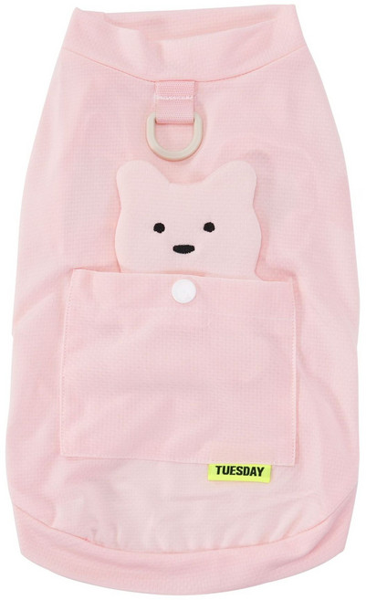 kangdarpet 3D 입체 곰돌이 강아지 쿨나시 여름 냉감 티셔츠 자외선 차단 산책복, 1개, 분홍색