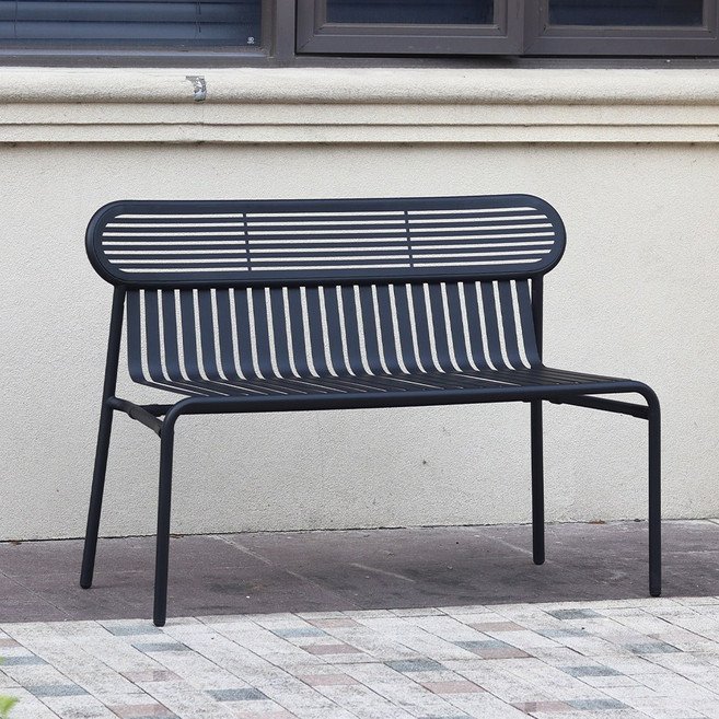 링컨 등벤치의자 야외 카페 테라스 공원 철제 벤치, 블랙