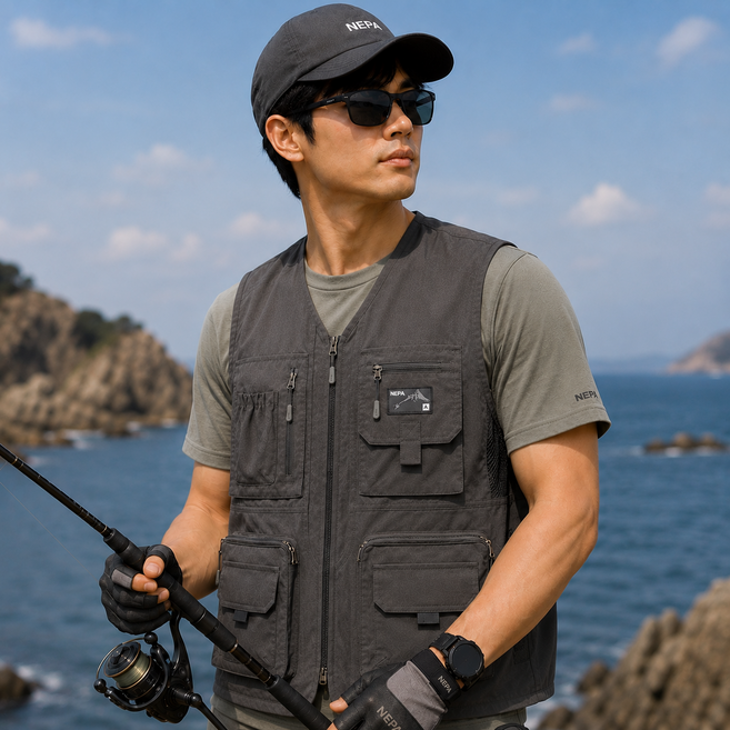 네파 남성 조끼 여름 메쉬 멀티포켓 작업 등산 낚시 도레모드파우치증정