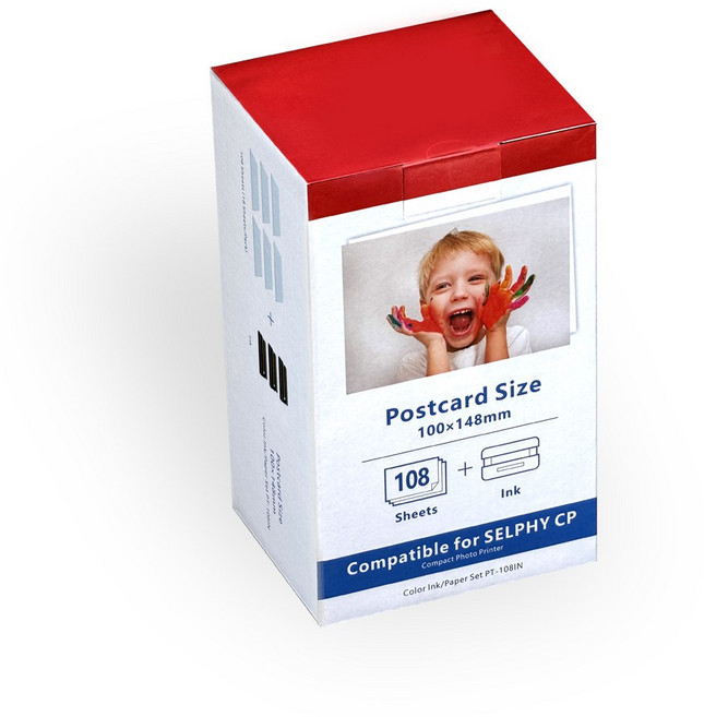 [호환] 올데이 컴퍼니 캐논 셀피 포토용지 사진 인화지 포토프린터 KP-108 CP1300 CP1500 CP1200 CP910 잉크 카트리지, KP-108 4x6