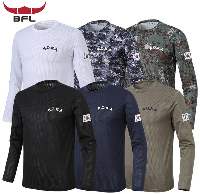 버팔로 봄/여름 남성 ROKA 라운드 긴팔티 남녀공용 기능성 군인 작업복 단체복 티셔츠 BFL