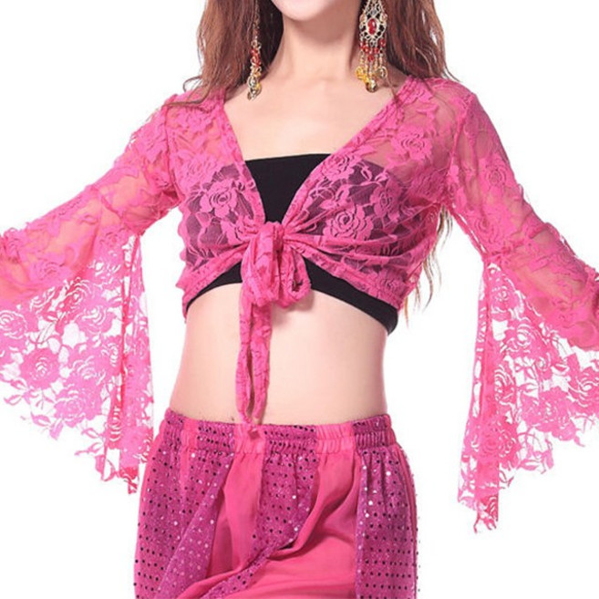 벨리 볼레로 탑 성인 밸리댄스복 상의 라인 라틴, 핑크