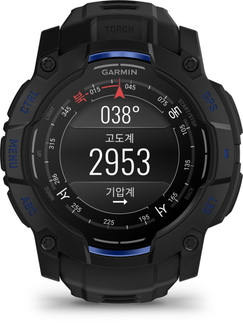 가민 인스팅트 3 AMOLED 아몰레드 GPS 스마트워치 Edition, GPS + 블루투스, 50mm, Black / Bolt Blue