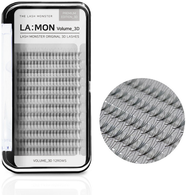 래쉬몬스터 러시안볼륨 래쉬 속눈썹 3D 5D, 8mm, 3D 3가닥 /C컬+아이패치1, 1개