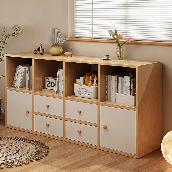 모던 수납 책장 낮은 거실 다용도 정리 선반, 3단, D01(서랍이 있는)