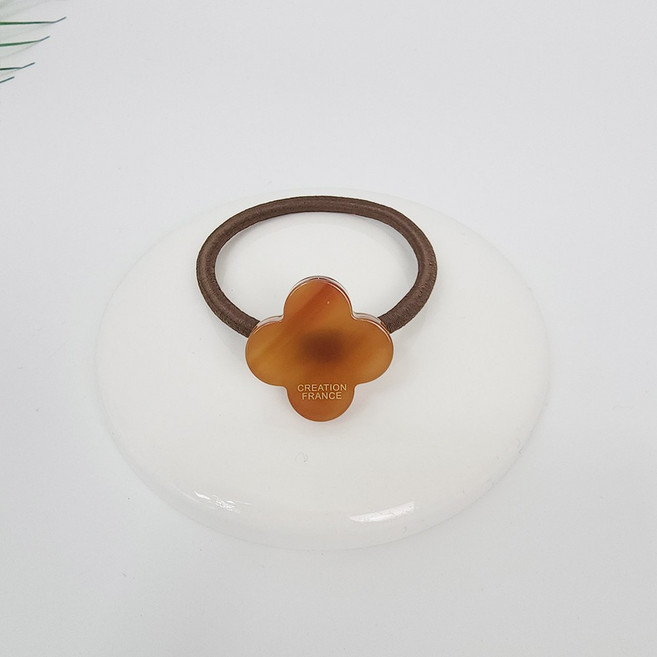 프랑스핀 호피 퓨어 러블리 클로버 포니테일 머리끈 헤어끈