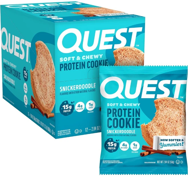 퀘스트 Quest 시나몬 스니커두들 프로틴 쿠키 12개입 (15g 단백질) - 쿠팡