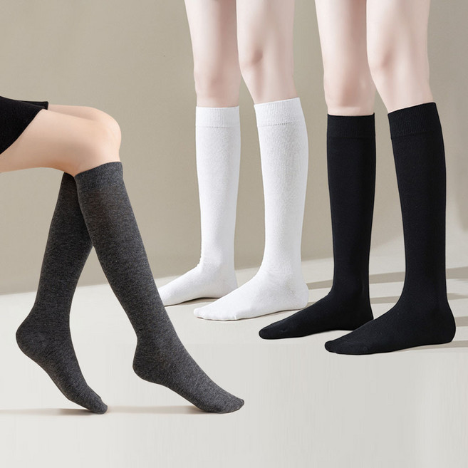 위더스욕실용품 여성용 슬림핏 반장목 사계절 니삭스 3켤레 세트 S08