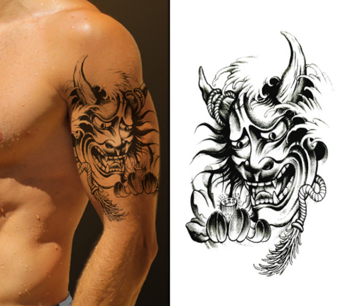 이레즈미 타투 스티커 문신 판박이 헤나 도깨비 용 호랑이 잉어 부처, 1개, 소 도1