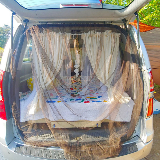 차량용 자동차 트렁크 차 차박 올뉴 카니발 펠리세이드 스타렉스 모하비 투싼 유모차 싼타페 모기장 방충망, 특대형 블랙, 1개