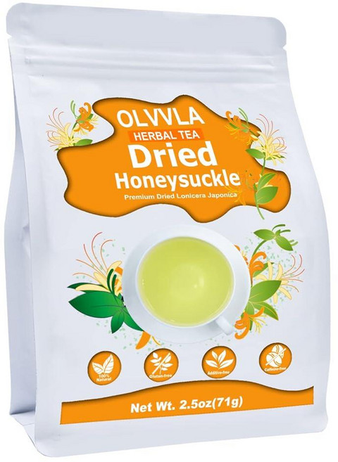 Olvvla - 스피아민트 티백 - 1.5g X 50개 - 100% 순수 천연 스피아민트 잎 허브 티 - GMO 프리 - 카페인 프리 - 항산화 물질이 풍부하고 이완 촉진, Dried Honeysuckle, 2.5 Ounce (Pack of 1)