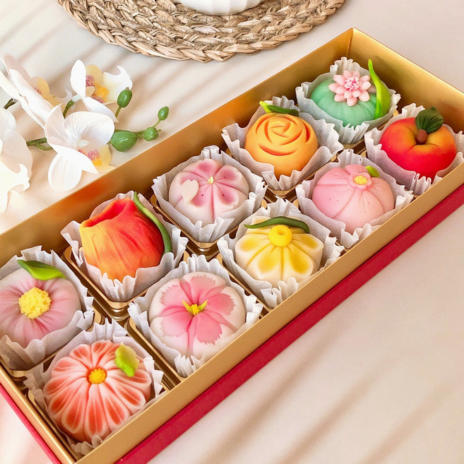 화과자 선물세트 10구 첫인사 상견례선물 어르신 부모님 생신 선물, 10구 보자기+은장노리개 포장, 1박스, 48g