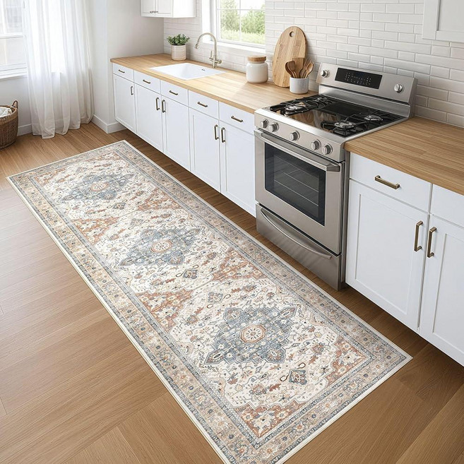 LOONGRUG 10x13 Area Rug Living Room: Washable Boho Large Neutral Vintage Soft Rugs Stain Resistant