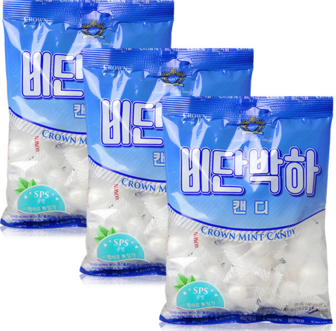 크라운 비단박하캔디, 400g, 3개