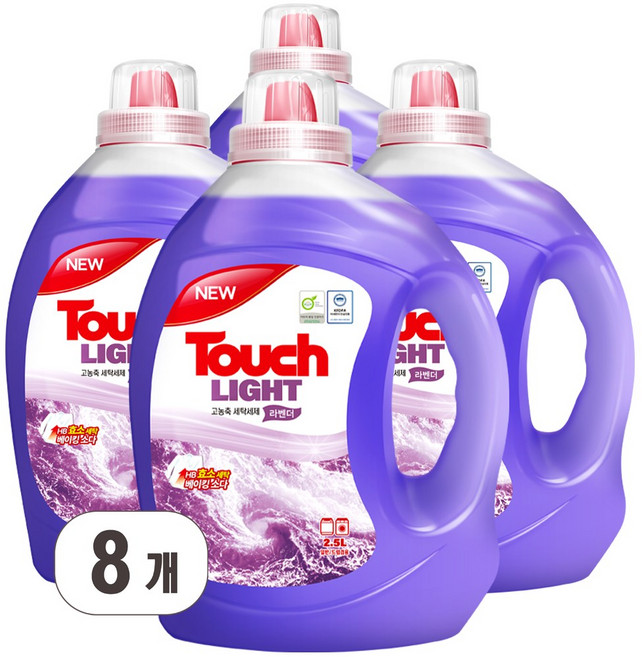 터치 라이트 고농축 세탁세제 라벤더, 2.5L, 8개