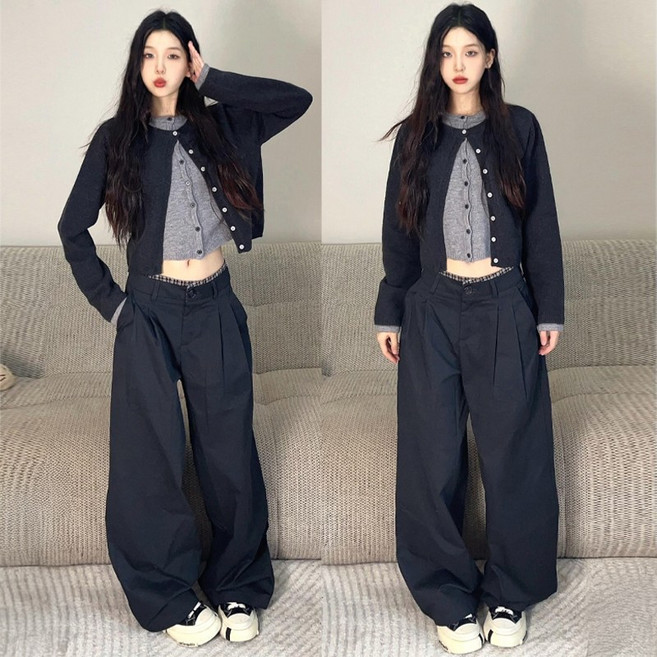 여성 부드러운 프렌치 스타일 루츠핏 페어리스 니트 가디건