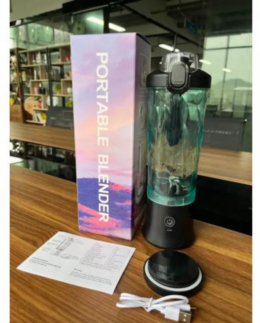 야채 과일 레몬 전자동 착즙기 가정용 분리 과즙기 믹서기 자동 녹즙기 원액기 휴대용 믹서기 IPX7 무선 과일 USB 충전식 600ml 대용량 스포츠용 주스 컵, 2) Black