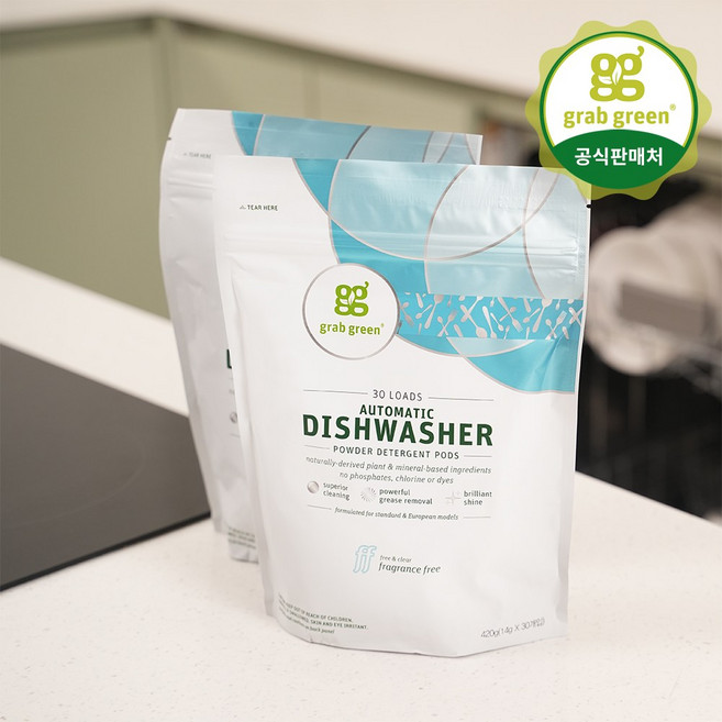 그랩그린 식기 세척기 세제 무향 30p, 420g, 2개