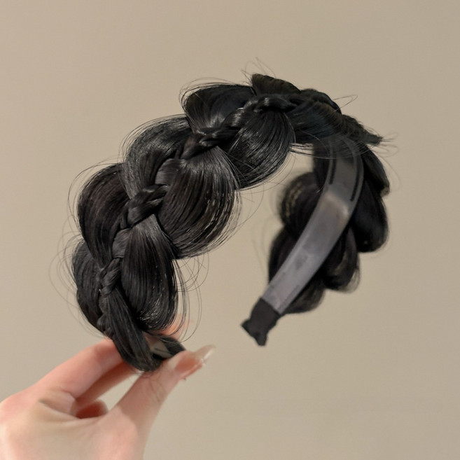 꽈배기 넓은 머리띠 가발 땋은 벼머리 헤어밴드