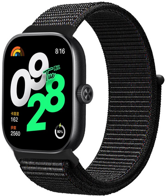 Fegwilde 레드미 워치 호환 스포츠 트레일 벨크로 브레이드 나일론 스트랩 샤오미 미밴드9/8프로 레드미 워치6/5/4, 검은색