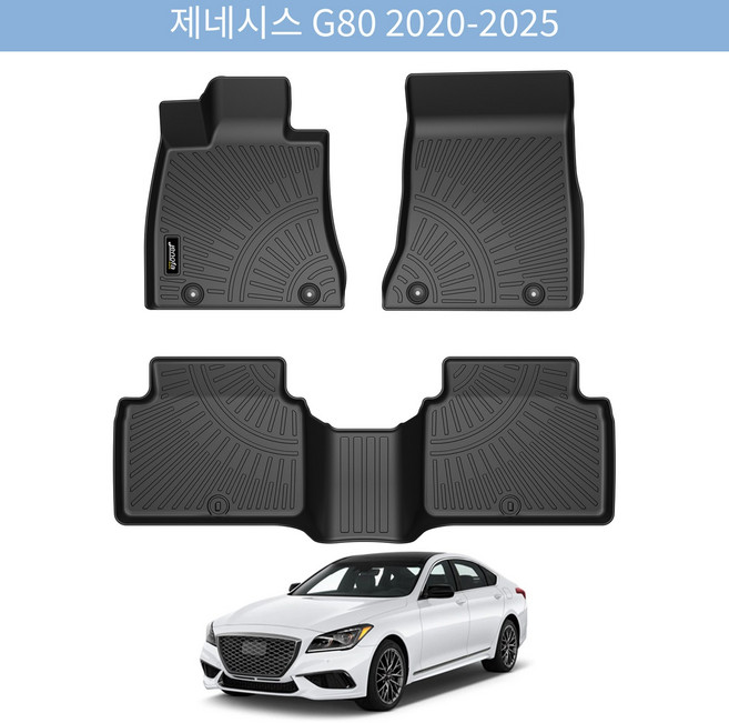 Jenofa 방수 논슬립 청소 편리한 TPE 카매트 세트, 제네시스G80 2020-2024